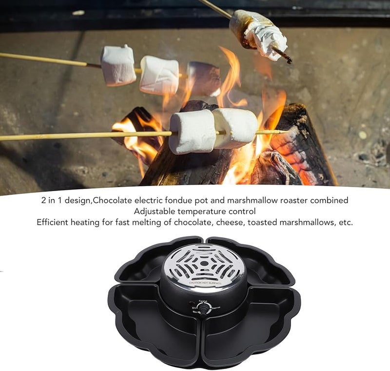 مجموعة الشواء الكهربائية من الفولاذ المقاوم للصدأ 2 في 1 لصنع سمويرز وفوندو الشوكولاتة مع أطباق التقديم - Image 3